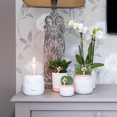 Kolibri Home | Vintage Blumentopf - Weißer dekorativer Keramiktopf - Ø9cm